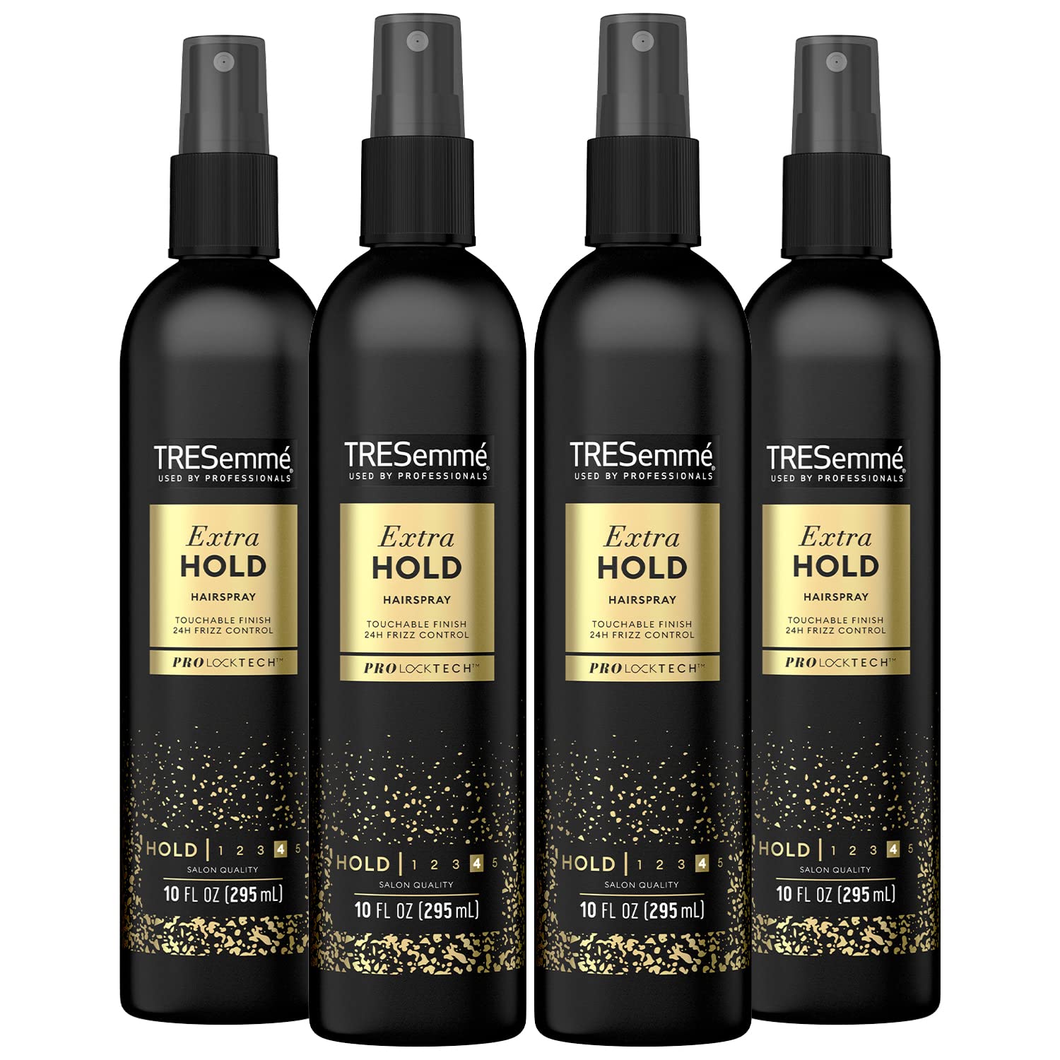 TRESemmŽ Tres Two Spray with Extra Hold Non-Aerosol Hairspray, 10 oz, Extra-Firm Control, Strong Hold with Touchable Feel, Humidity Resistant, Frizz Control, Pack of 4 Pump Bottles