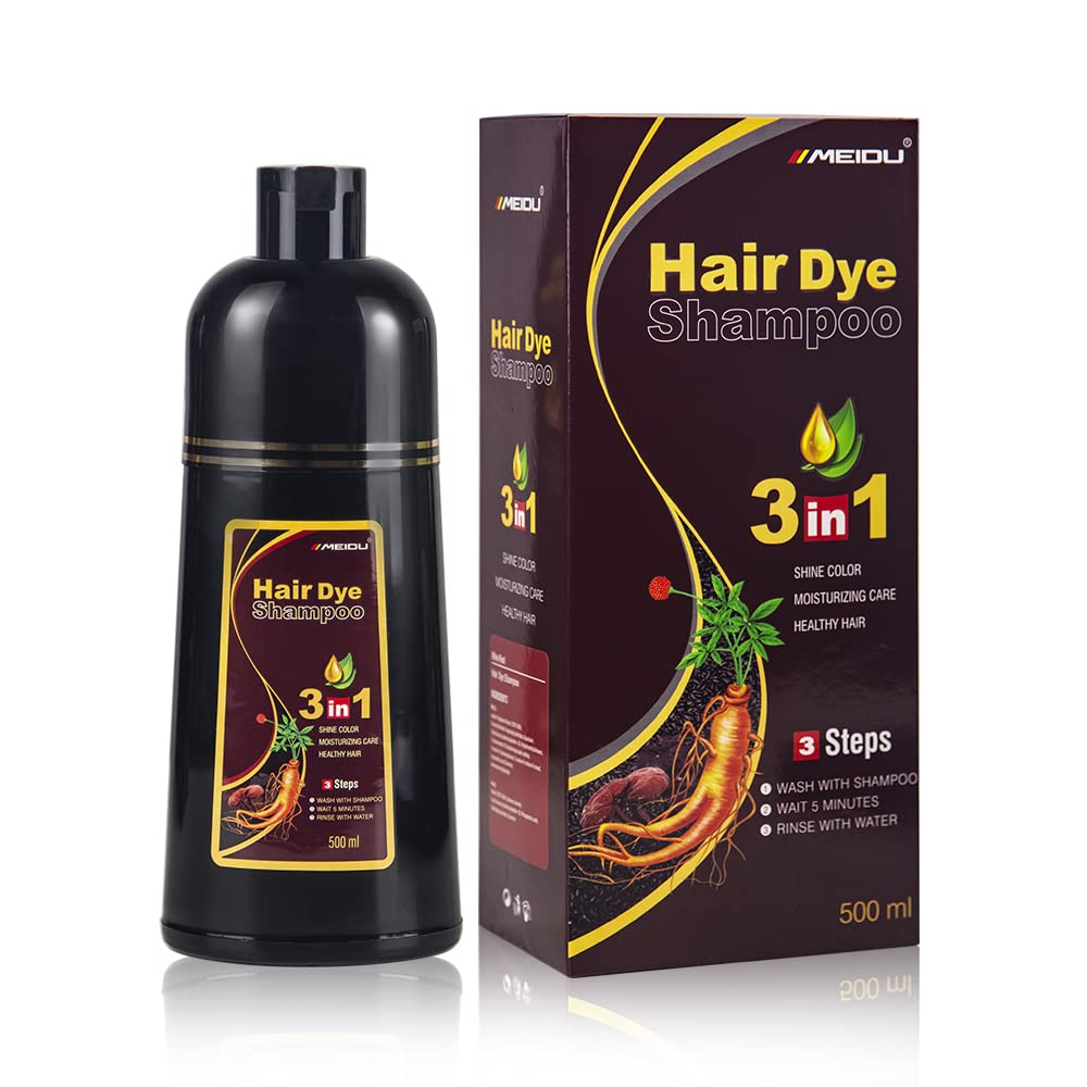 Bablabear Dark Brown Hair Color Shampoo for Gray Hair 500ML Instant Hair Dye Shampoo for Men & Women-3 in 1 Color Shampoo for Dark Hair-Colors in Minutes-Long Lasting-Safe & Easy to Use.