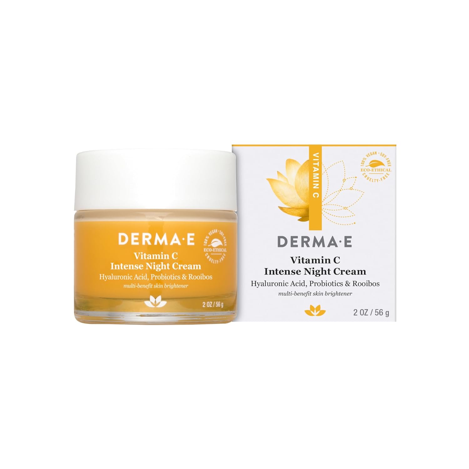 DERMA-E Vitamin C Intense Night Cream Ð Brightening and Hydrating Facial Skin Renewing Cream Ð Anti-Aging Overnight Facial Moisturizer 2 oz