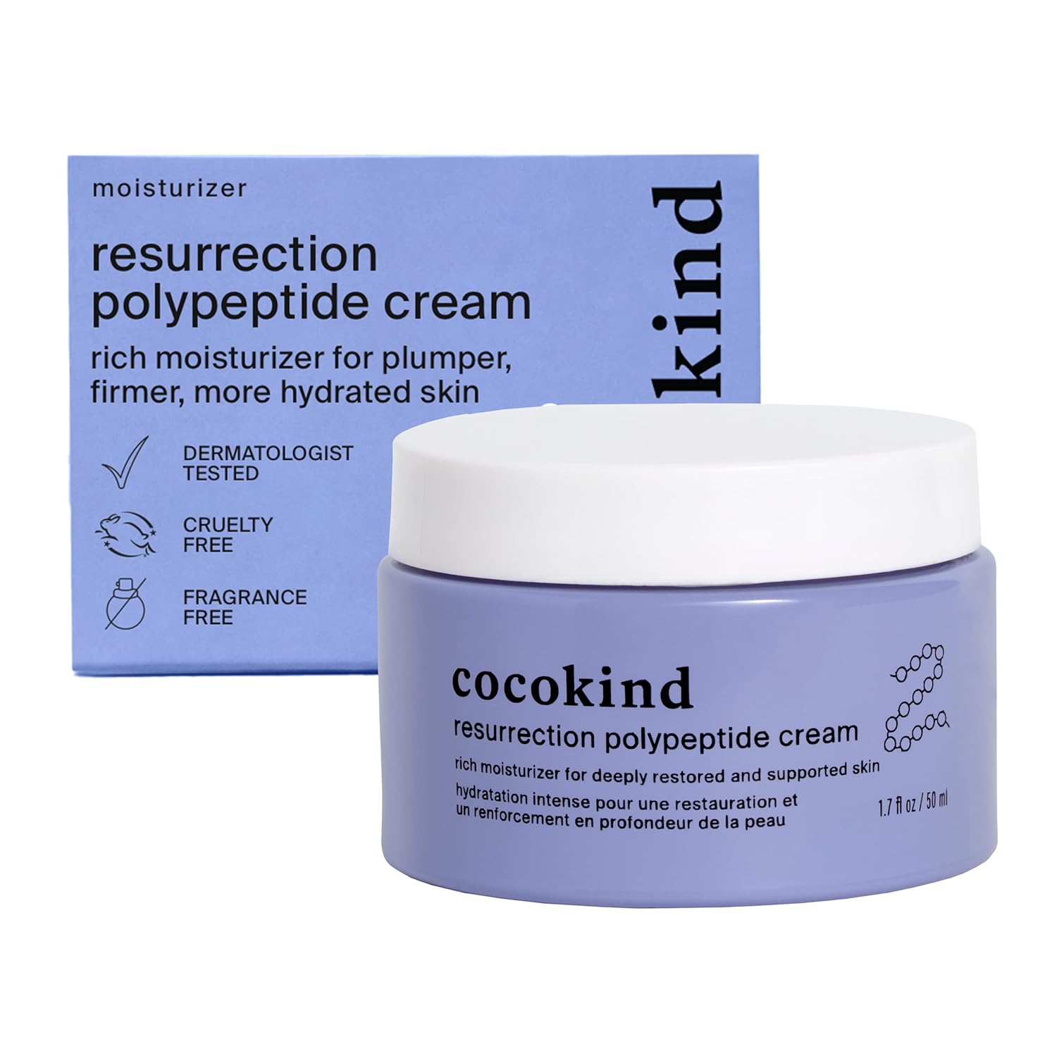 Cocokind Resurrection Polypeptide Cream, Hydrating Face Moisturizer with Peptides and Squalane, Anti Aging Skin Barrier Repair Cream for Dry Skin