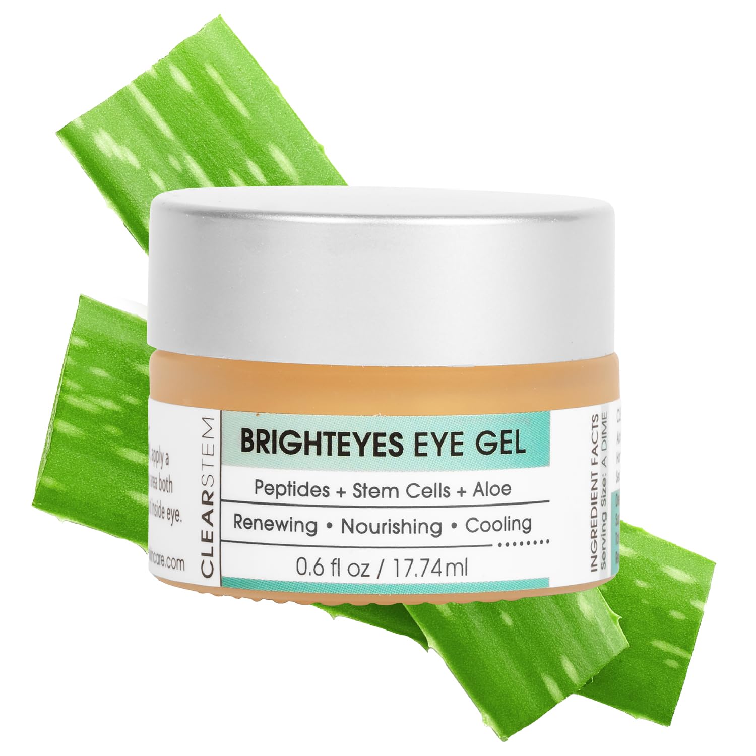 CLEARstem - BRIGHTEYES - Nourishing Anti-Aging Eye Gel - For Puffy Eyes, Crow's Feet, & Dark Circles - Made with Collagen, Stem Cells, Peptides & Aloe Vera - Vegan - Gluten Free - Men & Women - 0.6 oz