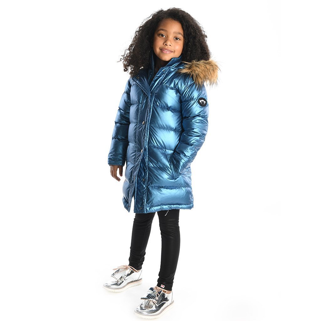 Appaman Long Down Coat Metallic Blue