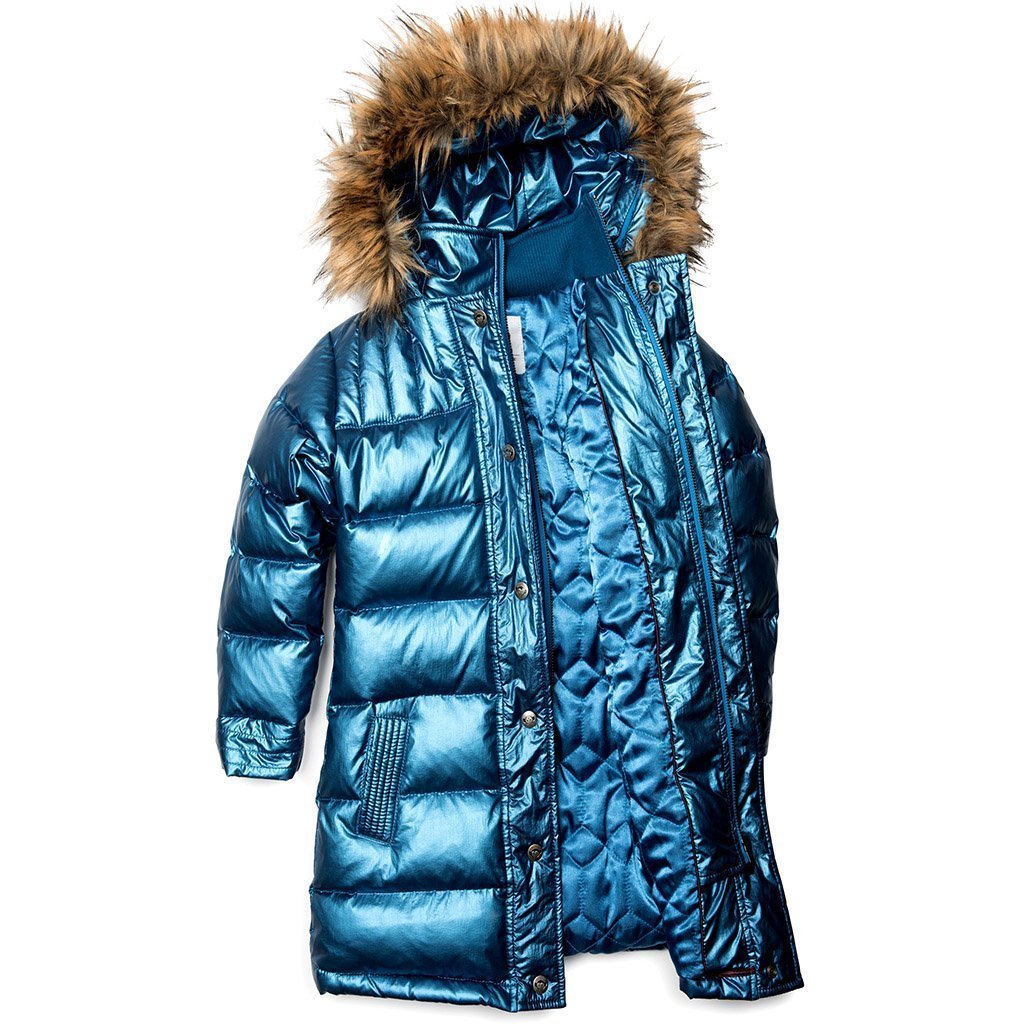 Appaman Long Down Coat Metallic Blue