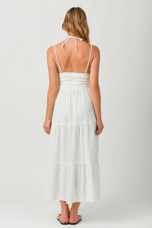 Embroidered Long Tiered Dress