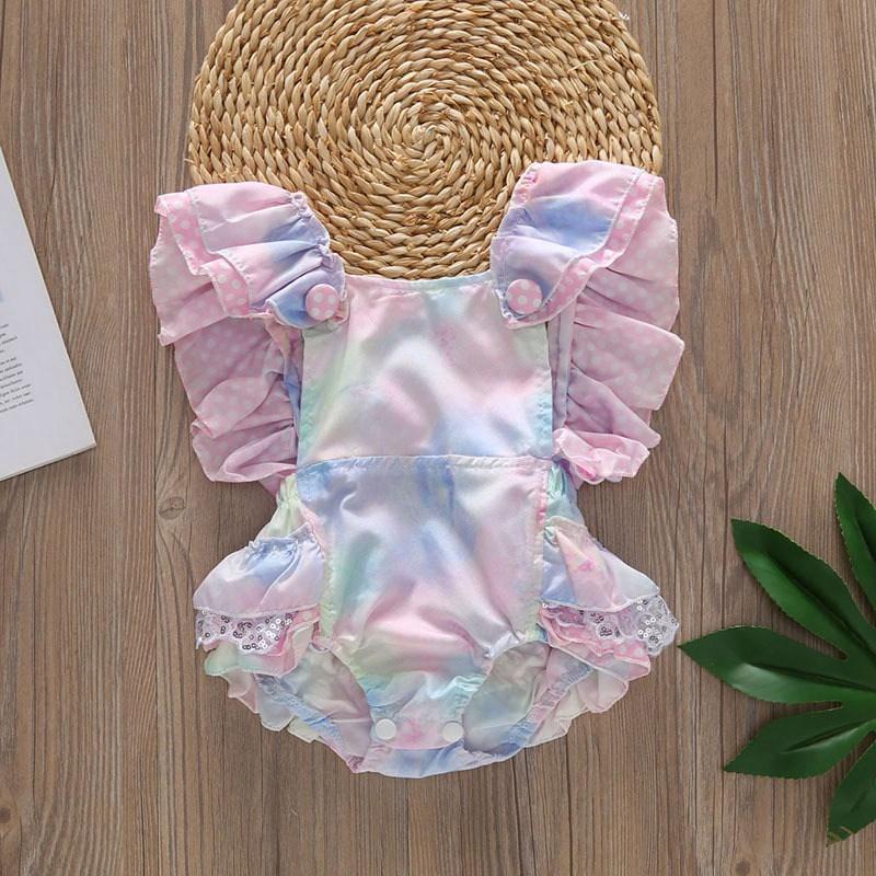 Girl's Clothing Colorful Tie-Dye Rainbow Rompwe