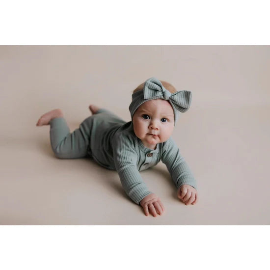 Baby Ribbed Playsuit with Pockets and Bow