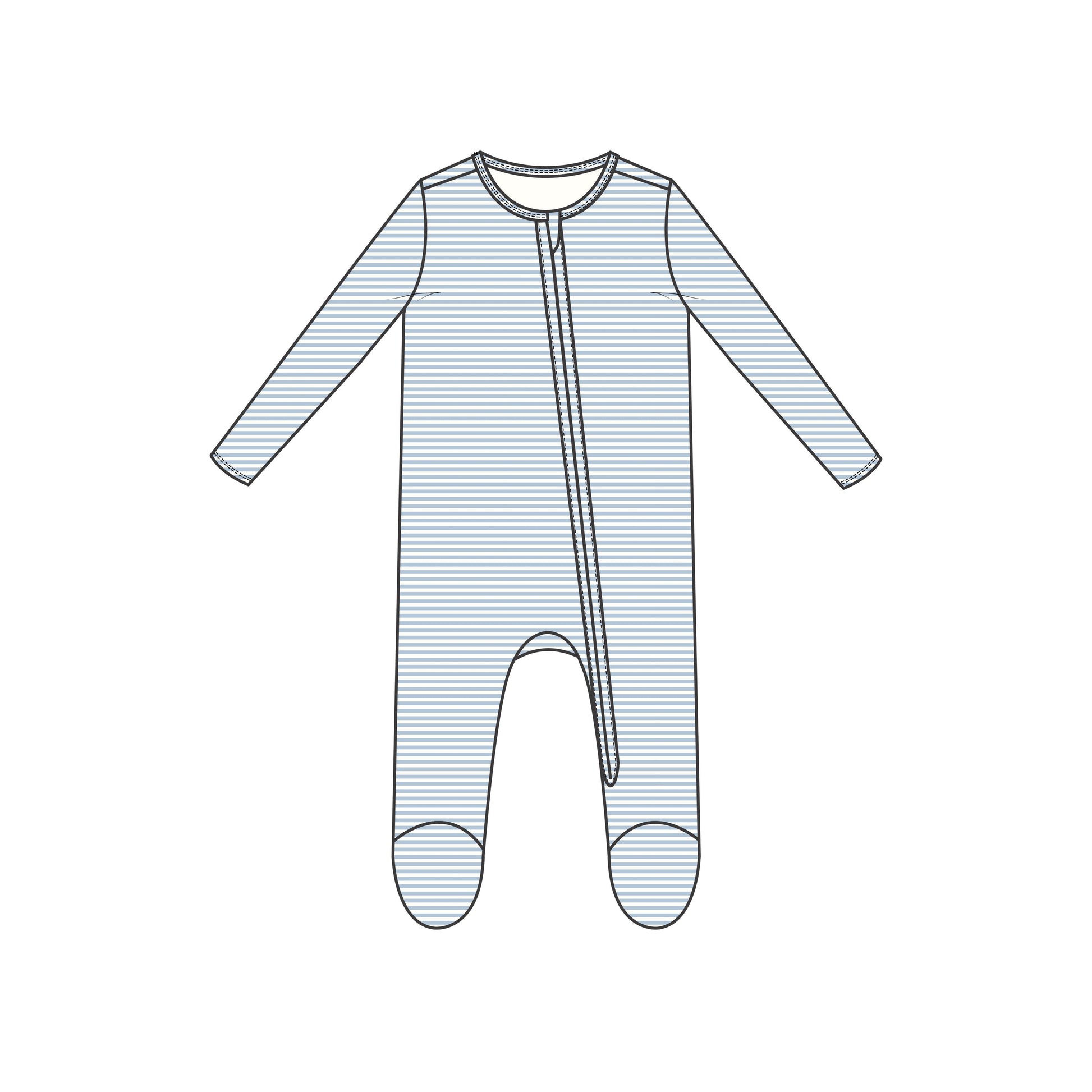 2 Way Zipper Footie Blue Stripe