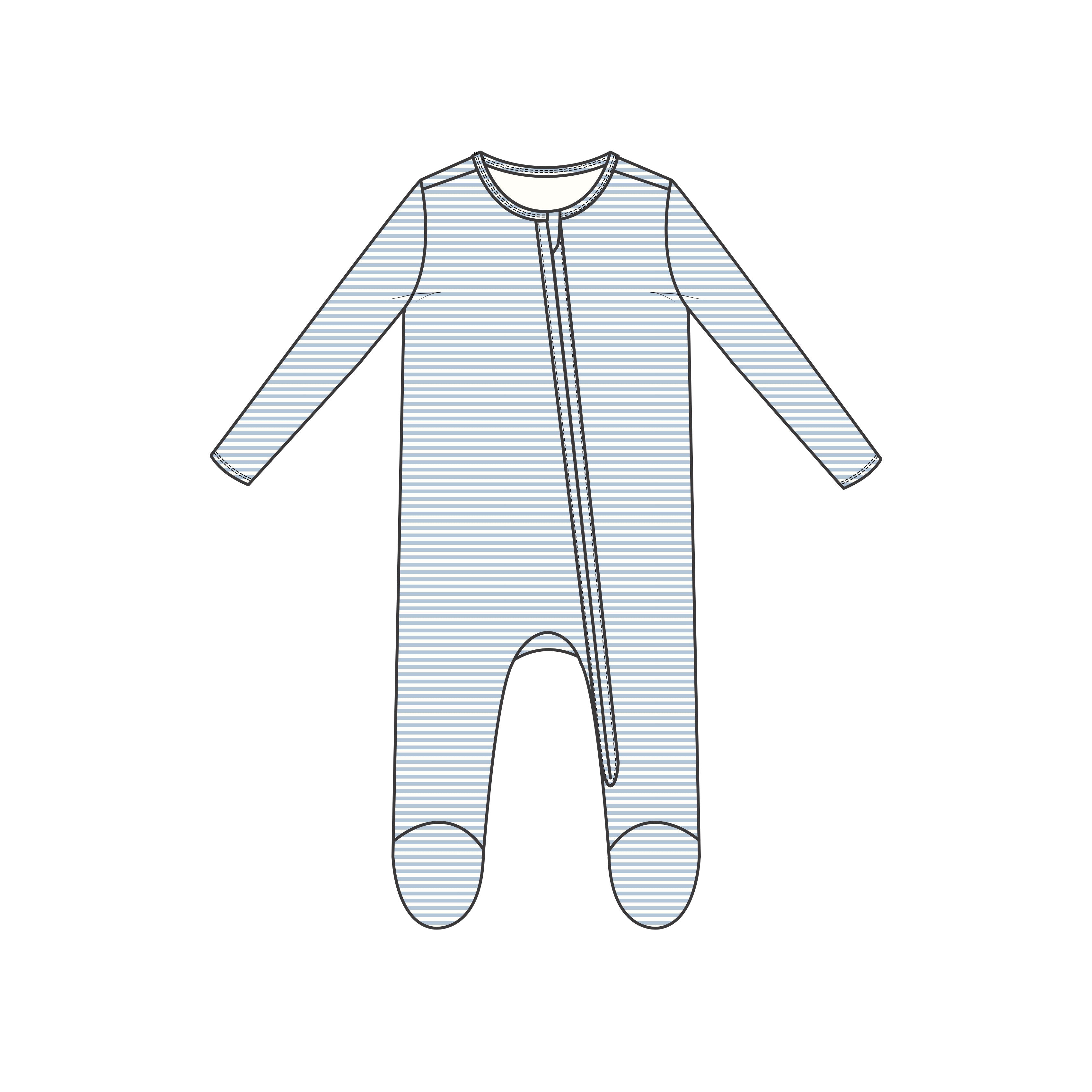 2 Way Zipper Footie Blue Stripe