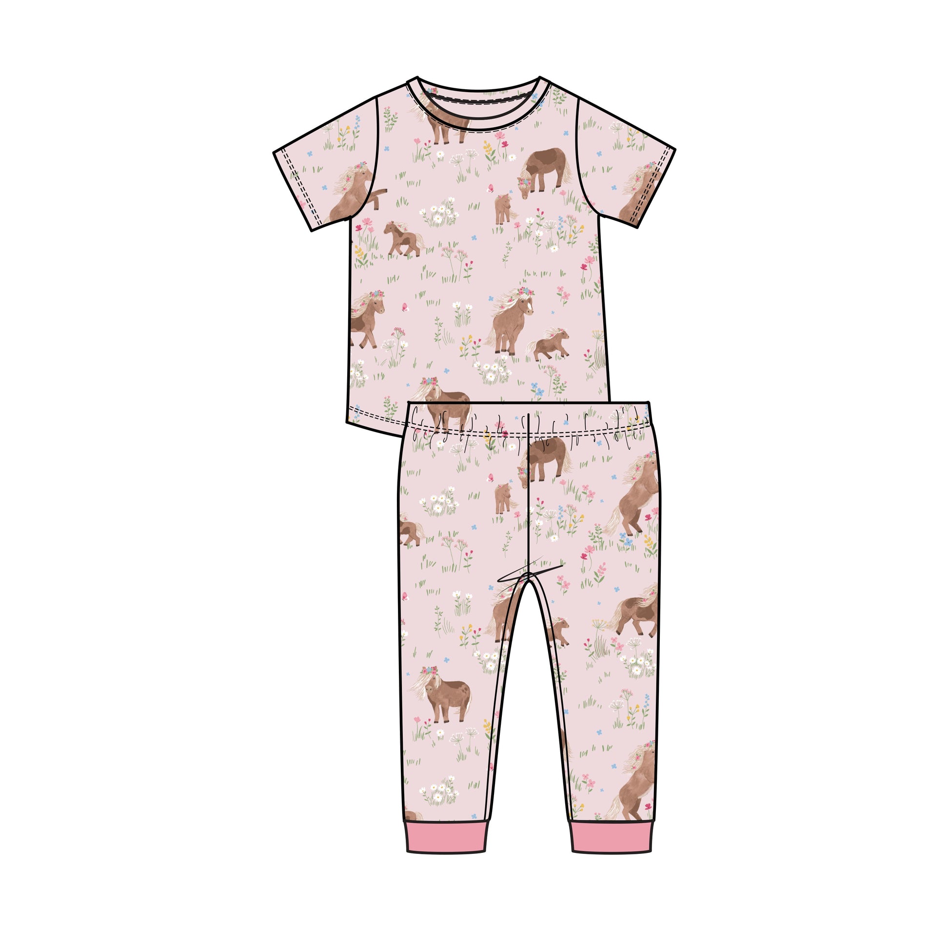 Baby Bamboo Loungewear Watercolor Ponies